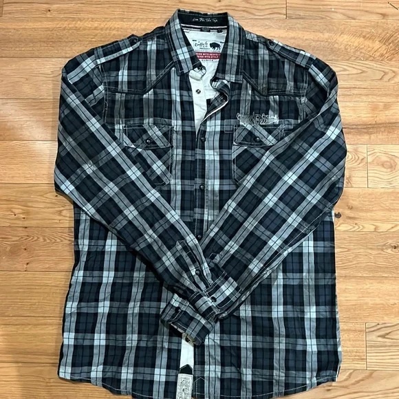 buffalo david bitton dress shirts BUFFALO DAVID BITTON Men's Sagrino Fitted Plaid Button-Up Shirt